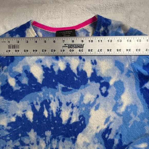 Charter Club Cashmere Sweater Large Blue White Tie-Dye Crewneck Luxury Soft - Picture 5 of 7